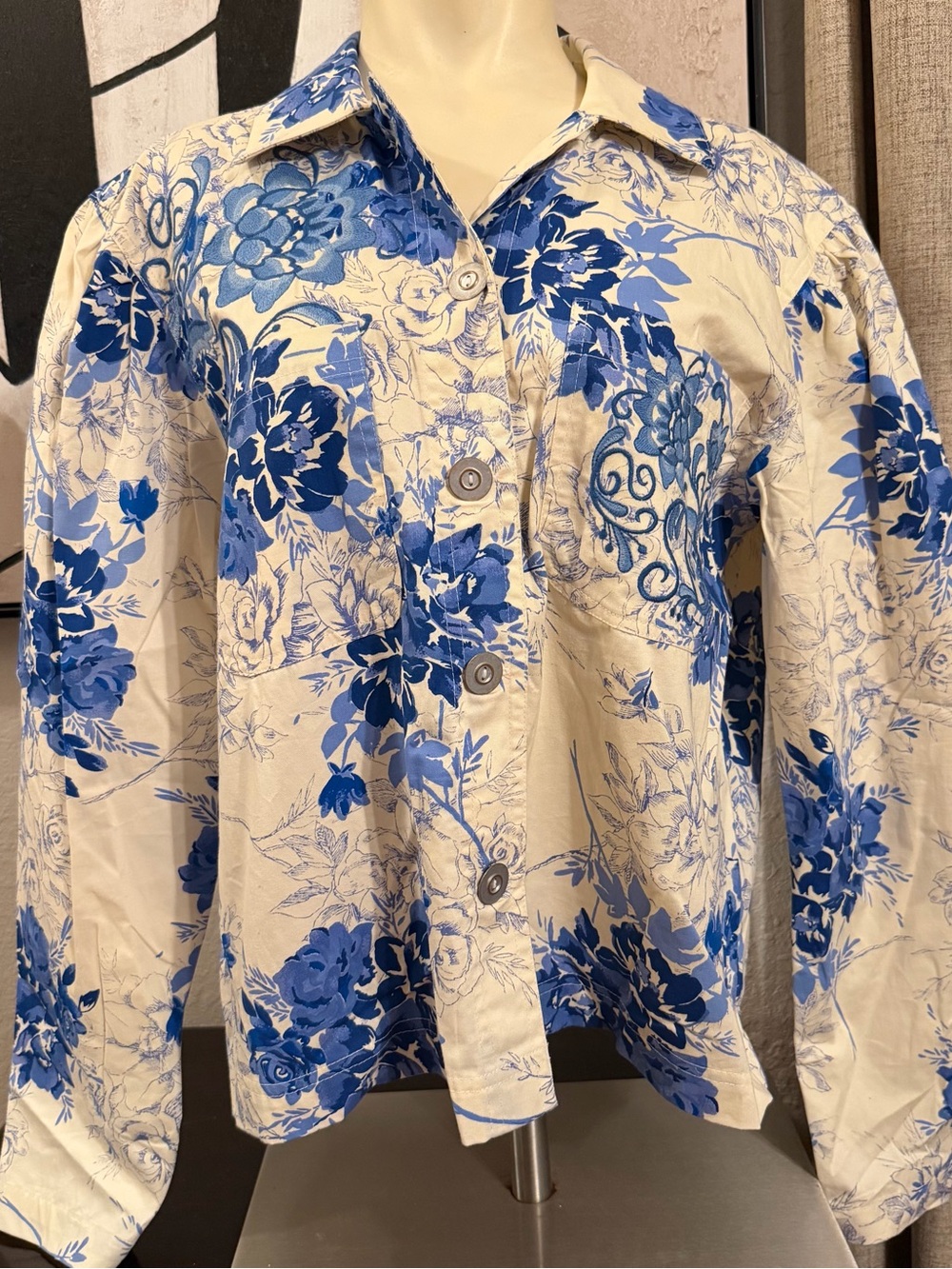 Anthropologie Porridge Ria Floral Button-Down Shirt Jacket Large